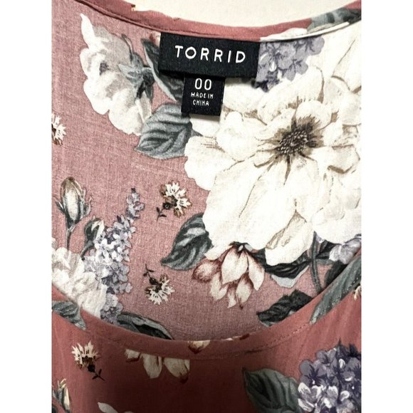 Torrid Womens Dress 00 Rayon High Low Summer Dress Floral Boho Preppy - Picture 3 of 5